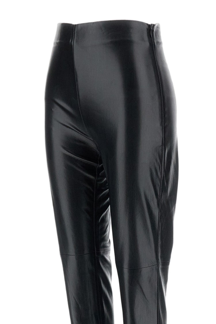 The Andamane Black New Holla Zipped Hem Faux Leather Leggings
