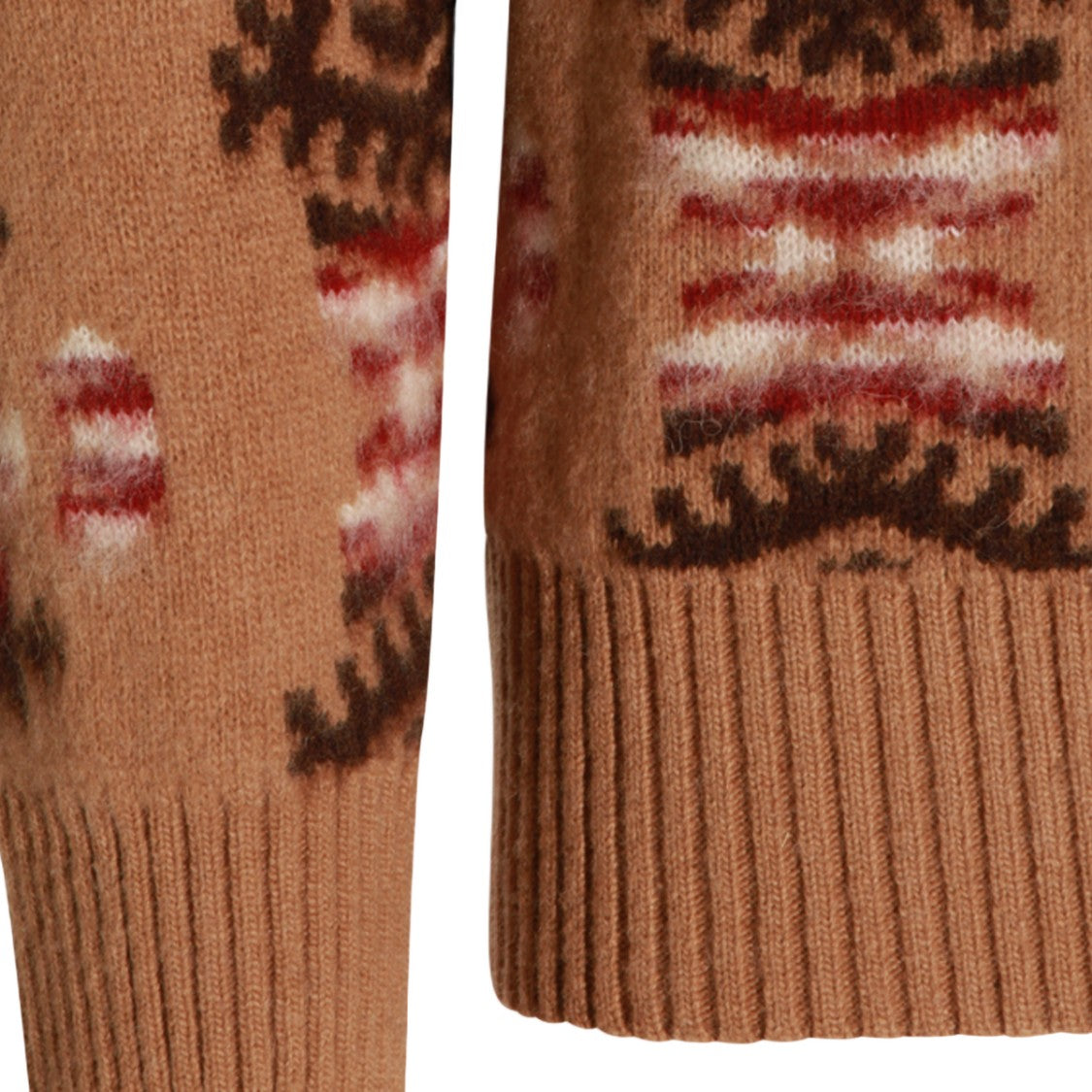 Altea Geometric Pattern Knit Sweater In Warm Camel