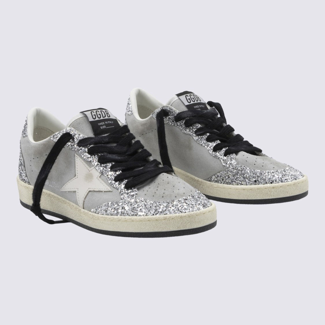 Golden Goose Low-Top Sneakers With Glittery Silver Panels