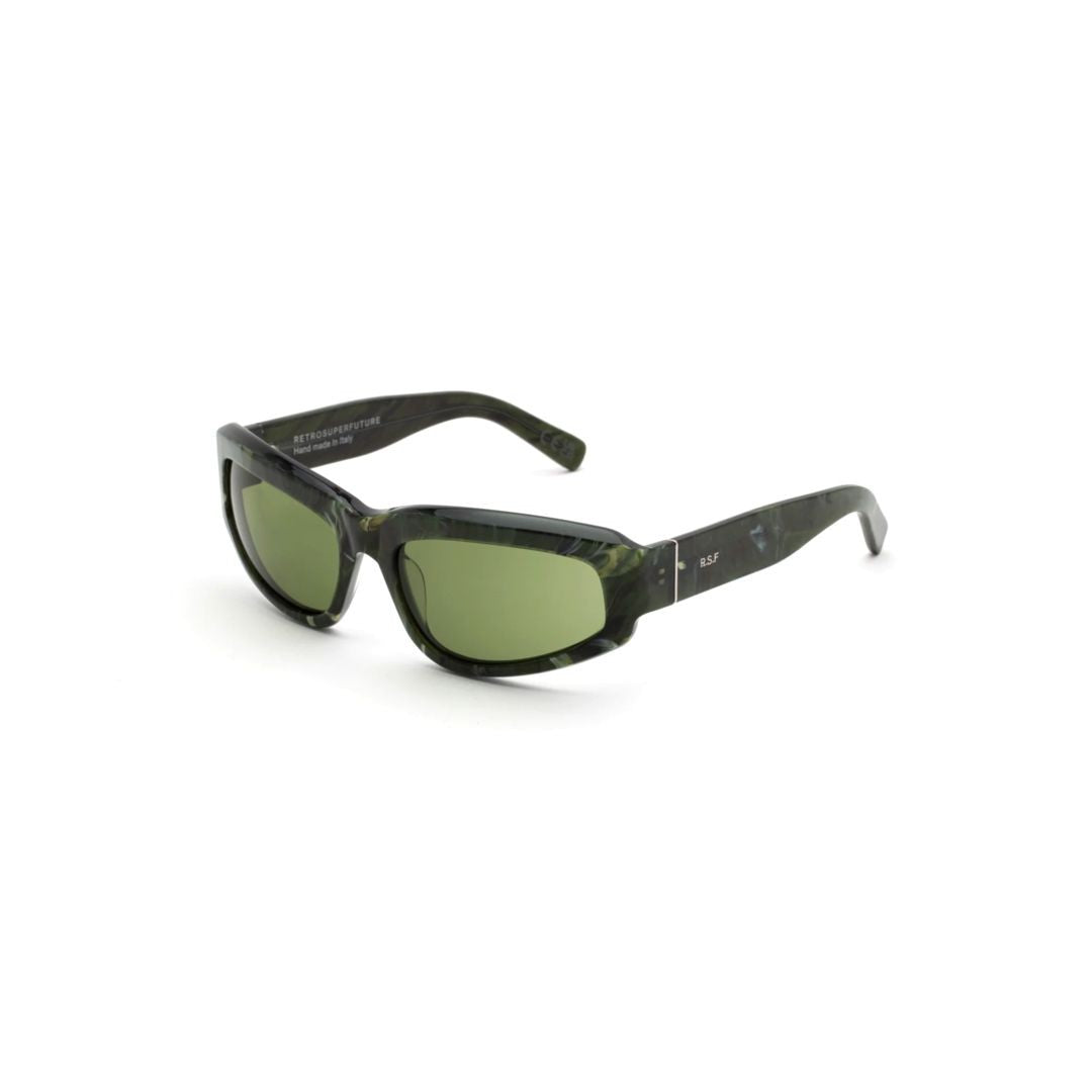 Retrosuperfuture Green Motore Acetate Rectangular Sunglasses