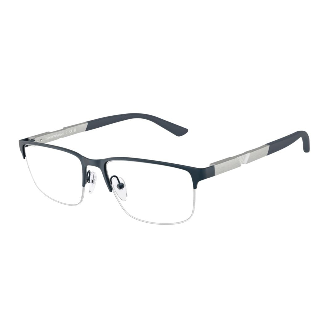Emporio Armani 0Ea1164 Semi-Rimless Black Eyeglasses With Metallic Accents