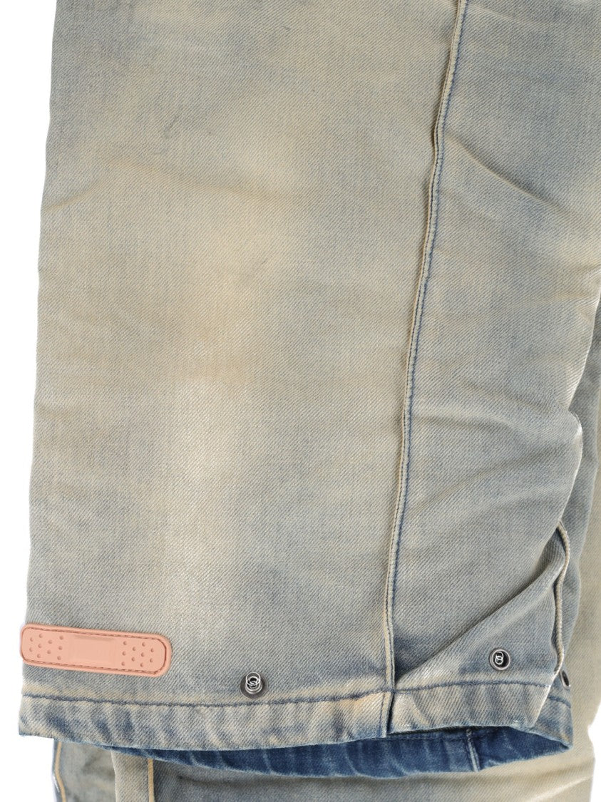Pdf Beige/Grey Distressed Wide-Leg Denim Jeans