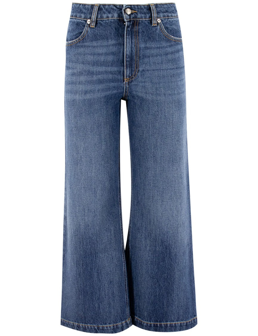 Antonelli Wide-Leg Blue Jeans With Subtle Fade
