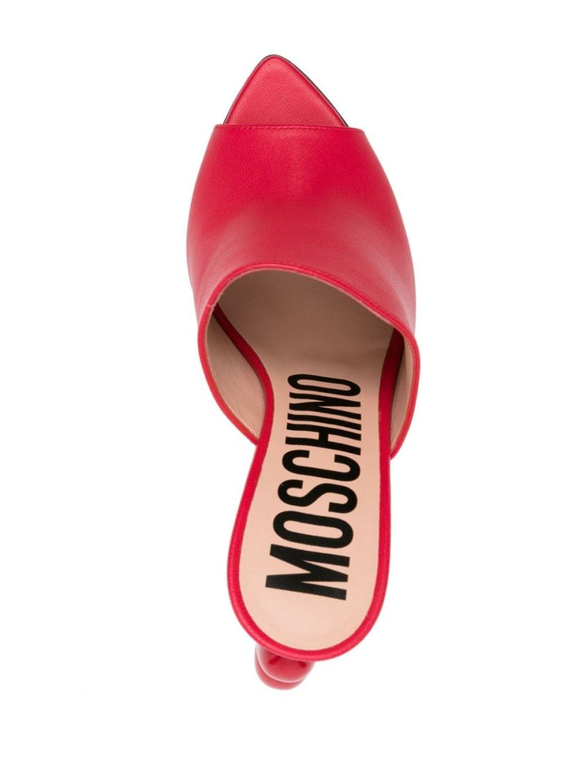 Moschino Red Nappa Leather Sandals
