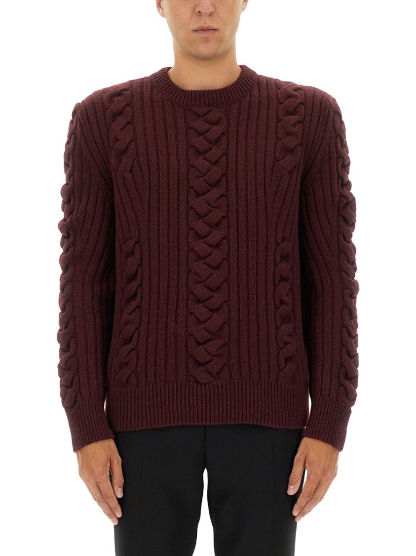 Alexander Mcqueen Chunky Cable Knit Wool Sweater