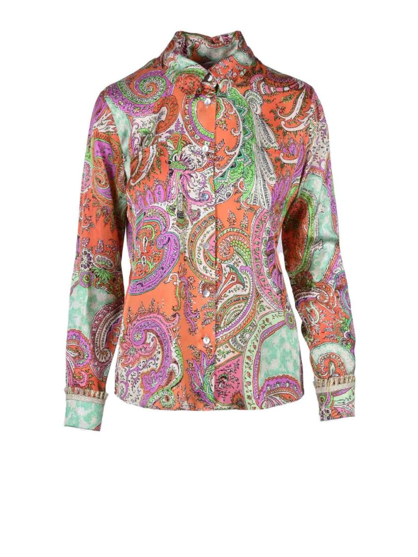 Motel Multicolor Vibrant Paisley Viscose Classic Collar Shirt