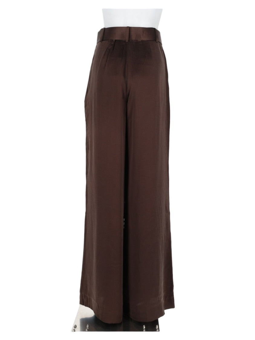 Zimmermann High-Waist Brown Silk Trousers With Matching Belt