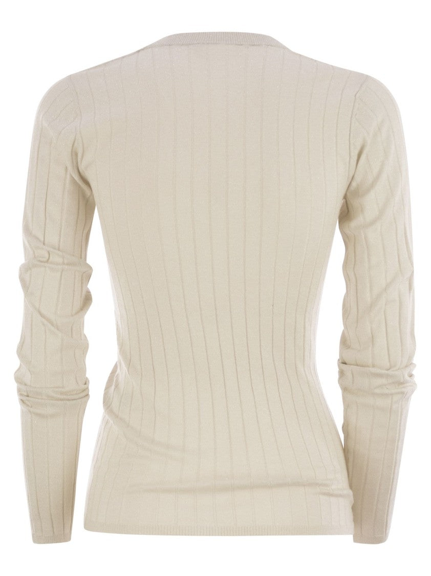 Brunello Cucinelli Lightweight Cashmere And Silk Broad Rib Sweater