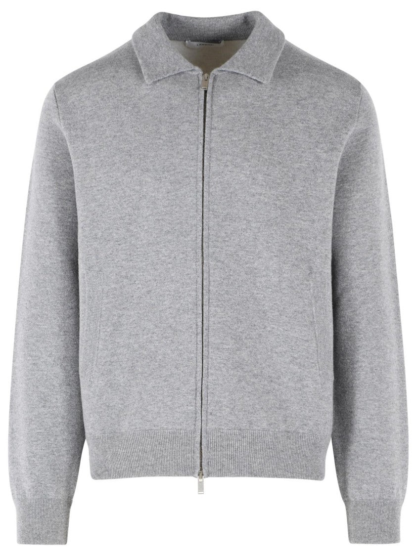 Lardini Fine Knitted Grey Wool Bomber Jacket