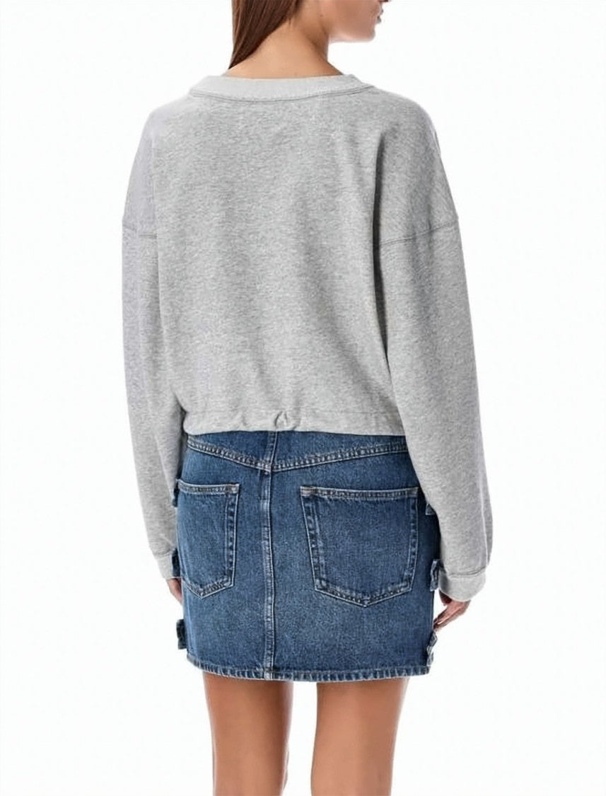 Isabel Marant Heathered Grey Relaxed-Fit Sweatshirt With Logo Detail