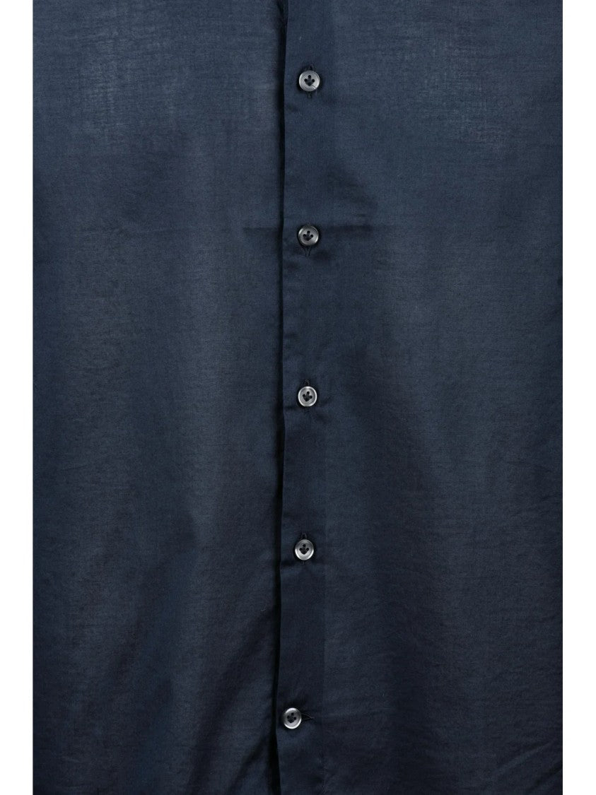 Sonrisa Navy Blue Slim Fit Shirt With Classic Collar And Button-Down Front