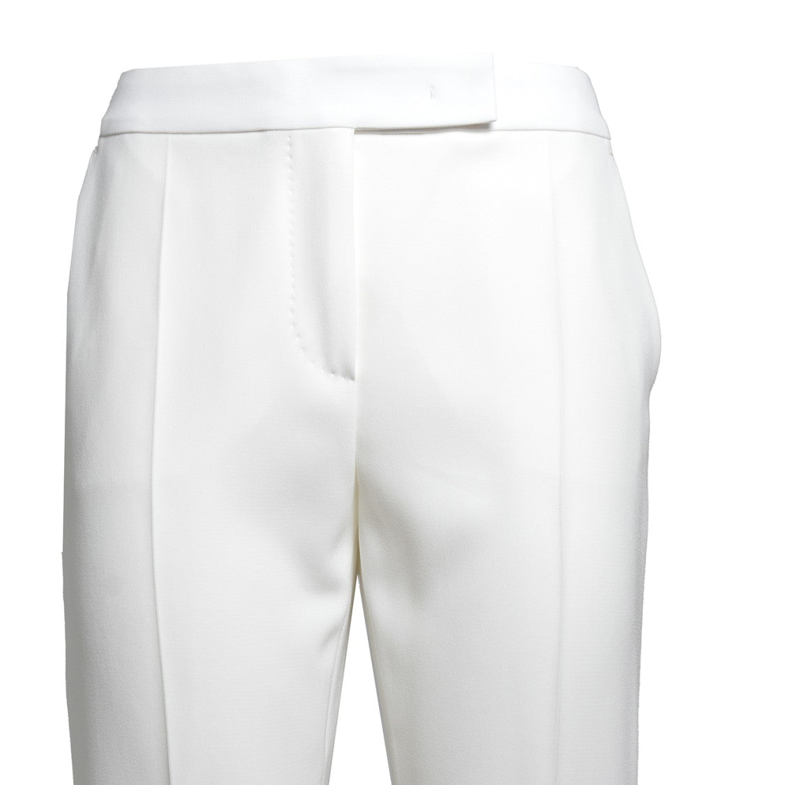 Max Mara Ideo Trousers In White Cady With Satin Band