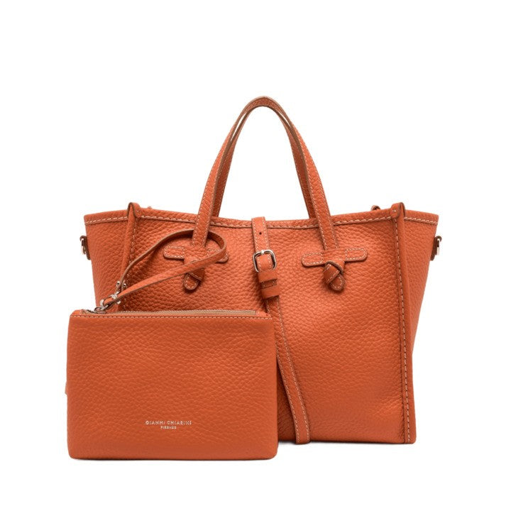 Marcella Coral Leather Handbag With Magnetic Closure