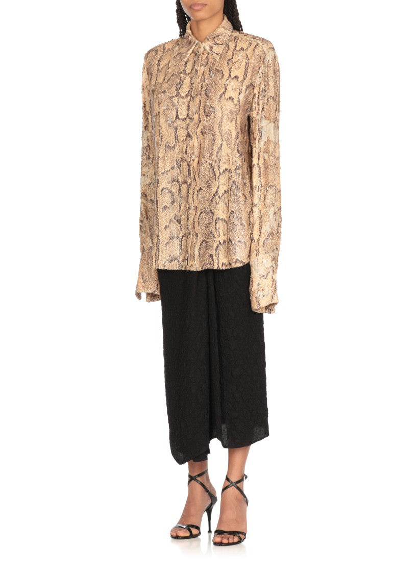 Dries Van Noten Beige Sequin-Embellished Shirt