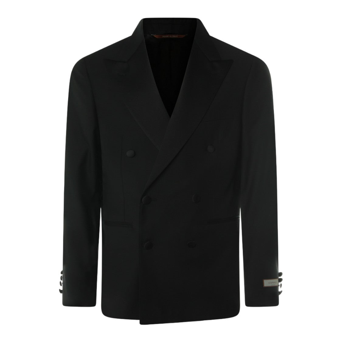 Canali Double-Breasted Black Blazer With Peak Lapels