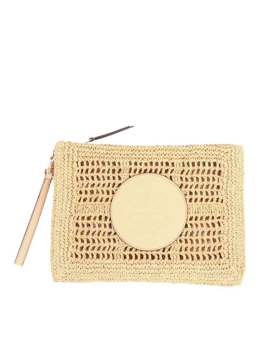 Tory Burch Ella Hand Crocheted Straw Pouch