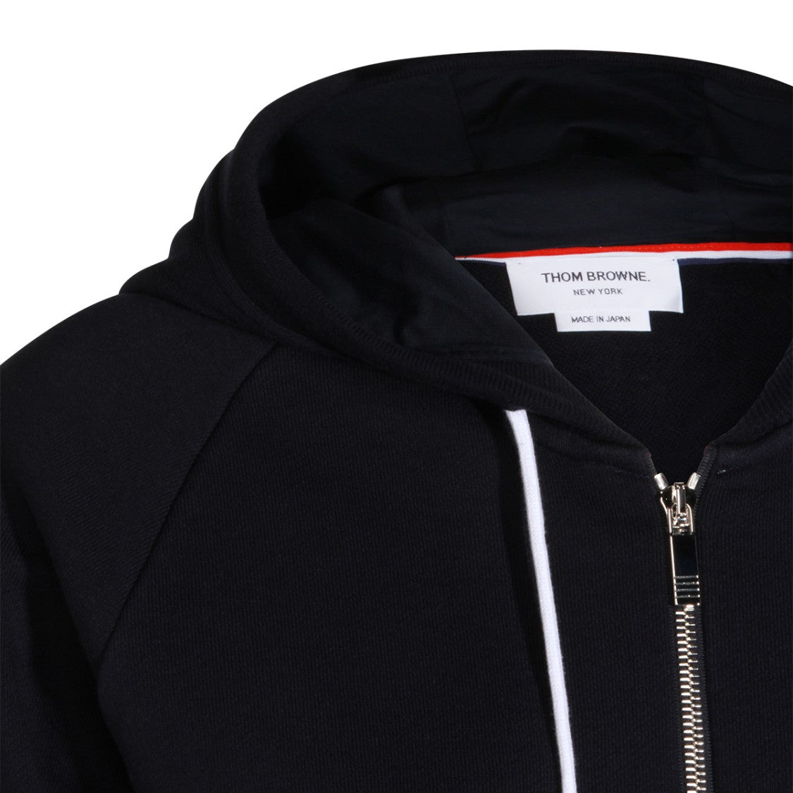 Thom Browne Navy Cotton Zip Hoodie