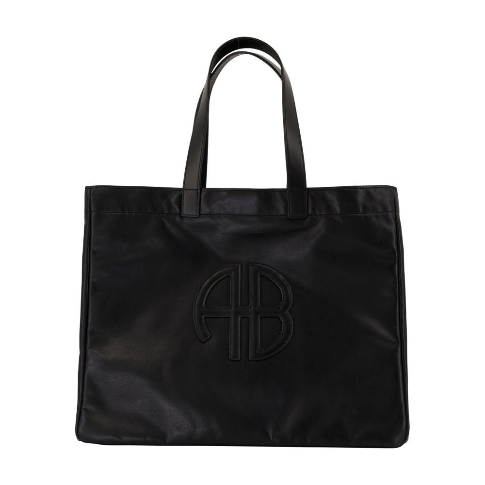 Anine Bing Large Rectangular Black Calfskin Shopping Bag