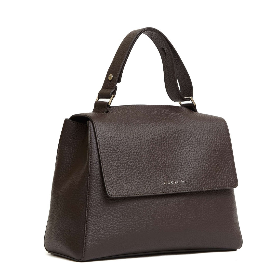 Orciani Textured Leather Handbag With Magnetic Flap Closure
