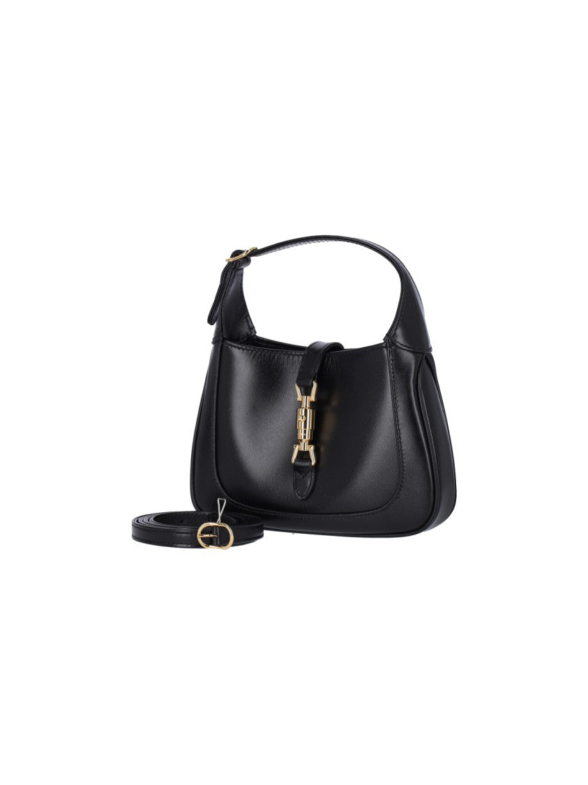 Gucci Mini Handbag With Gold Metal Closure And Adjustable Handle