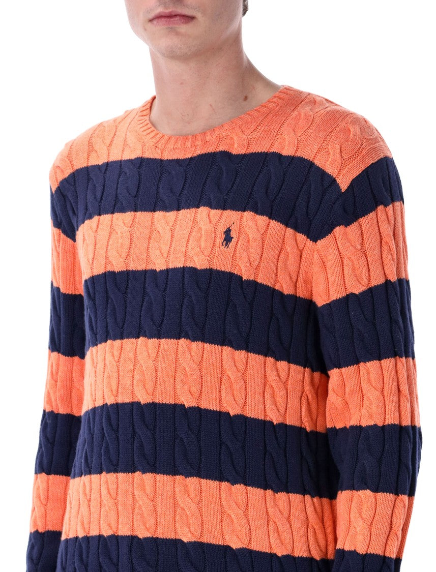 Polo Ralph Lauren Bicolor Striped Cotton Cable Sweater