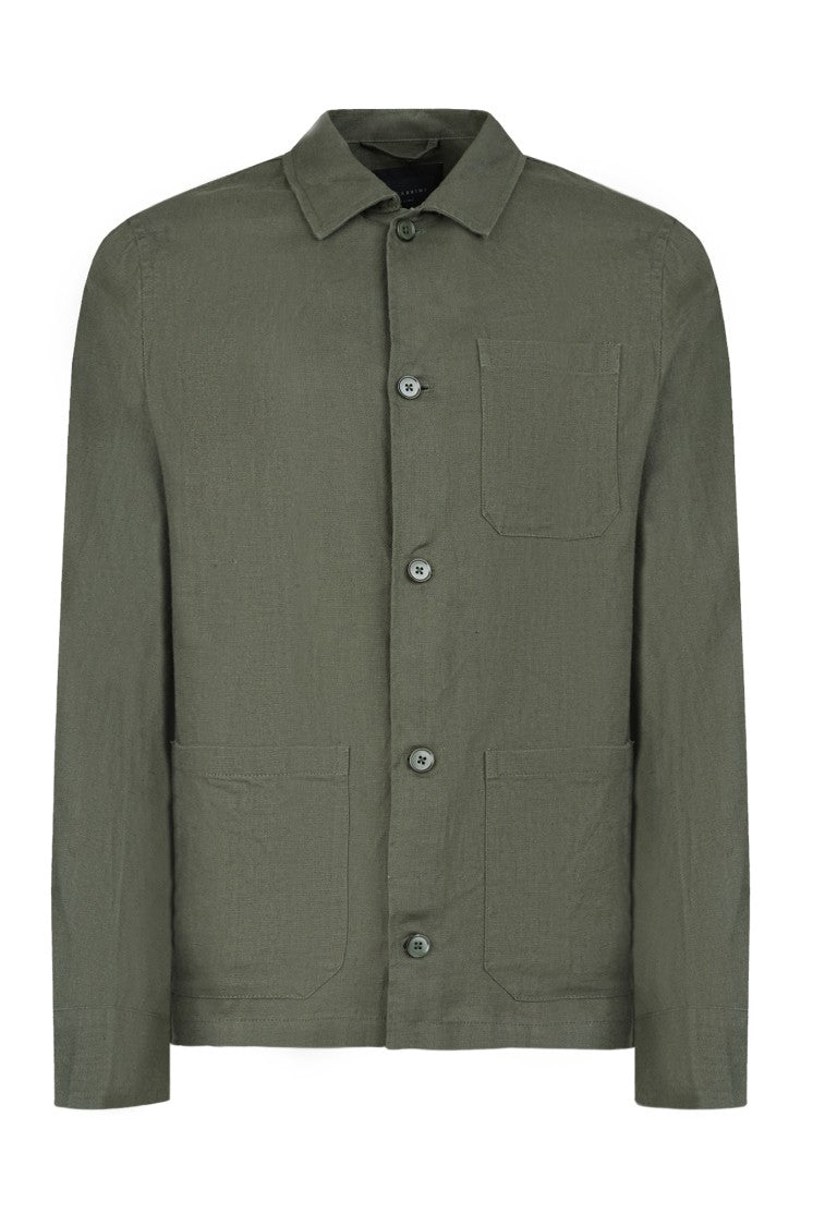 Gazzarrini X Michele Franzese Forest Green Linen Overshirt