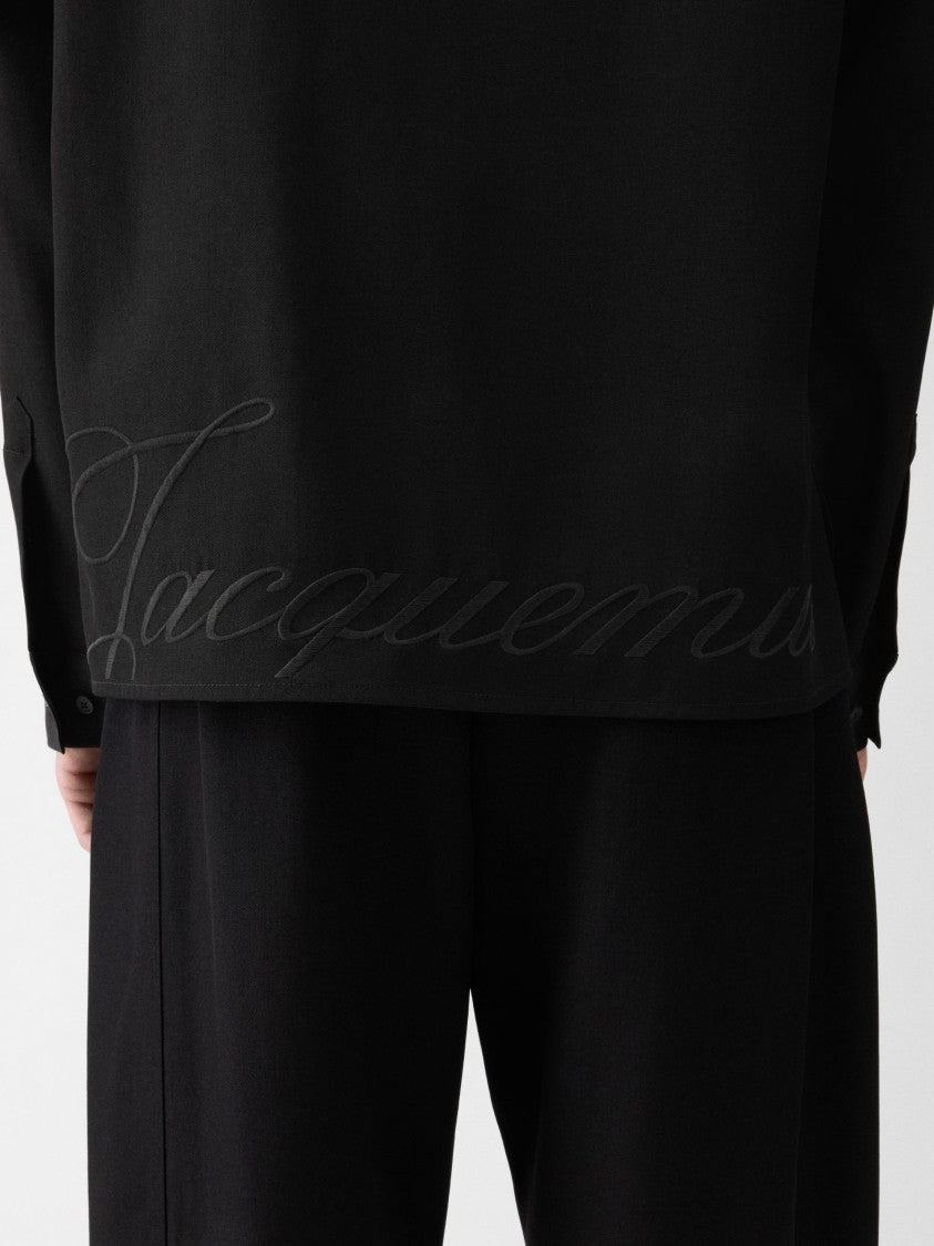 Jacquemus Black Workwear Design Virgin Wool Shirt