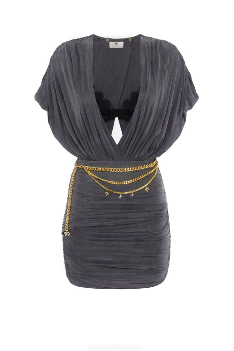 Elisabetta Franchi Mini Dress With Deep V-Neckline