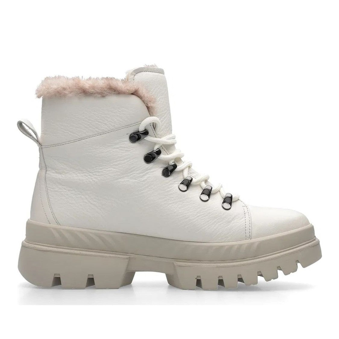 Ara Beige Mood Insulated Plush Collar Leather Ankle Boots