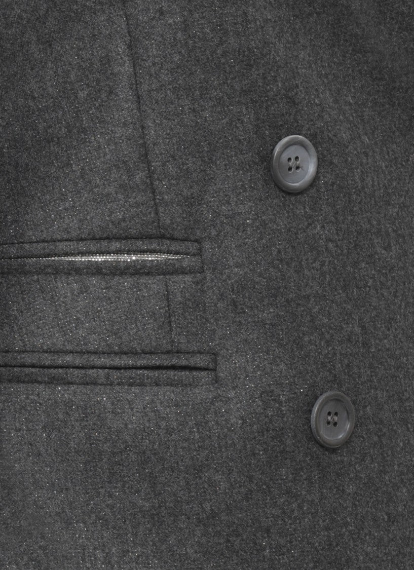 Peserico Double-Breasted Glitter Jacket With Rhinestone Detail
