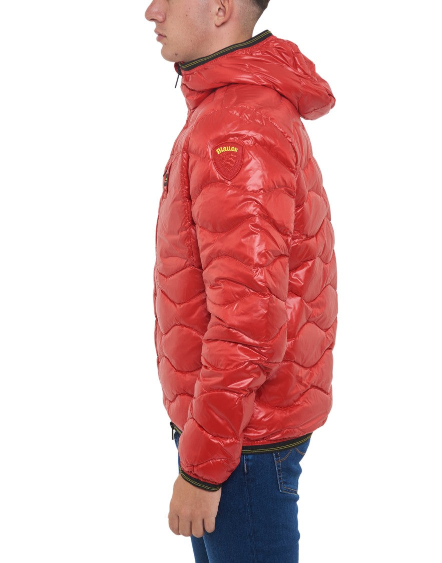 Blauer Red Micro-Ripstop Polyester Wave-Quilted Puffer Jacket