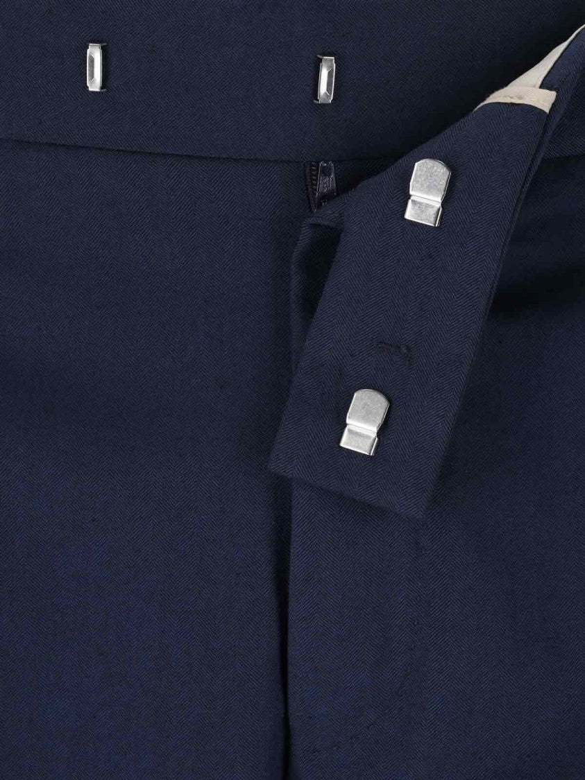 Pt Torino Navy High-Waisted Chino Pants With Straight Leg Design