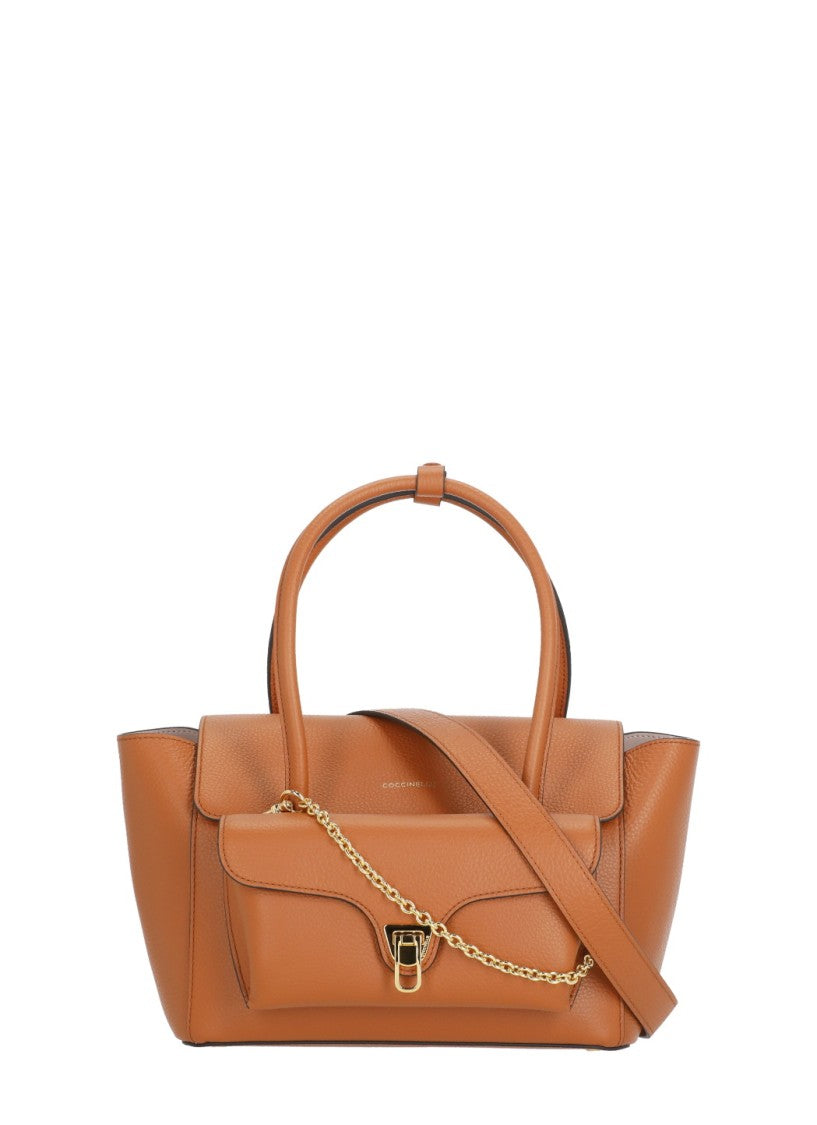 Coccinelle Structured Medium Shoulder Bag With Pebbled Leather Finish
