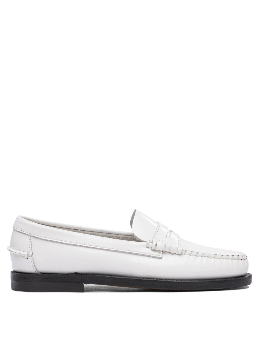 Sebago Classic White Leather Loafers