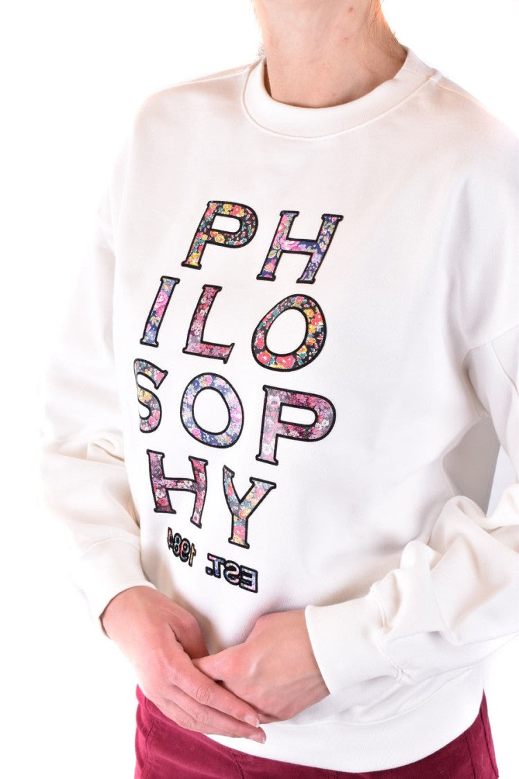 Philosophy Di Lorenzo Serafini Relaxed-Fit Cotton Sweatshirt With Multicolor Floral Pattern