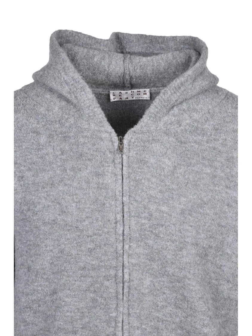 Cashmere Company P. Sweater-Style Zip Cardigan In Light Grey Cashmere Blend