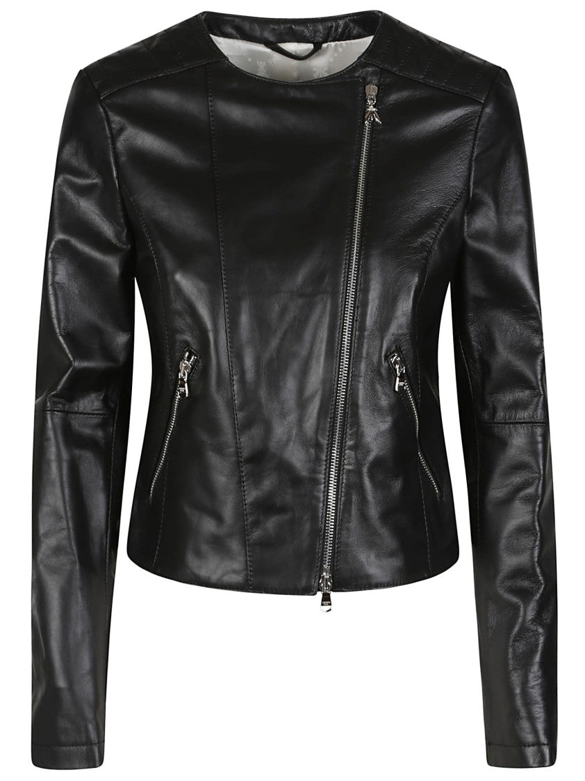 Patrizia Pepe Black Lambskin Biker Jacket