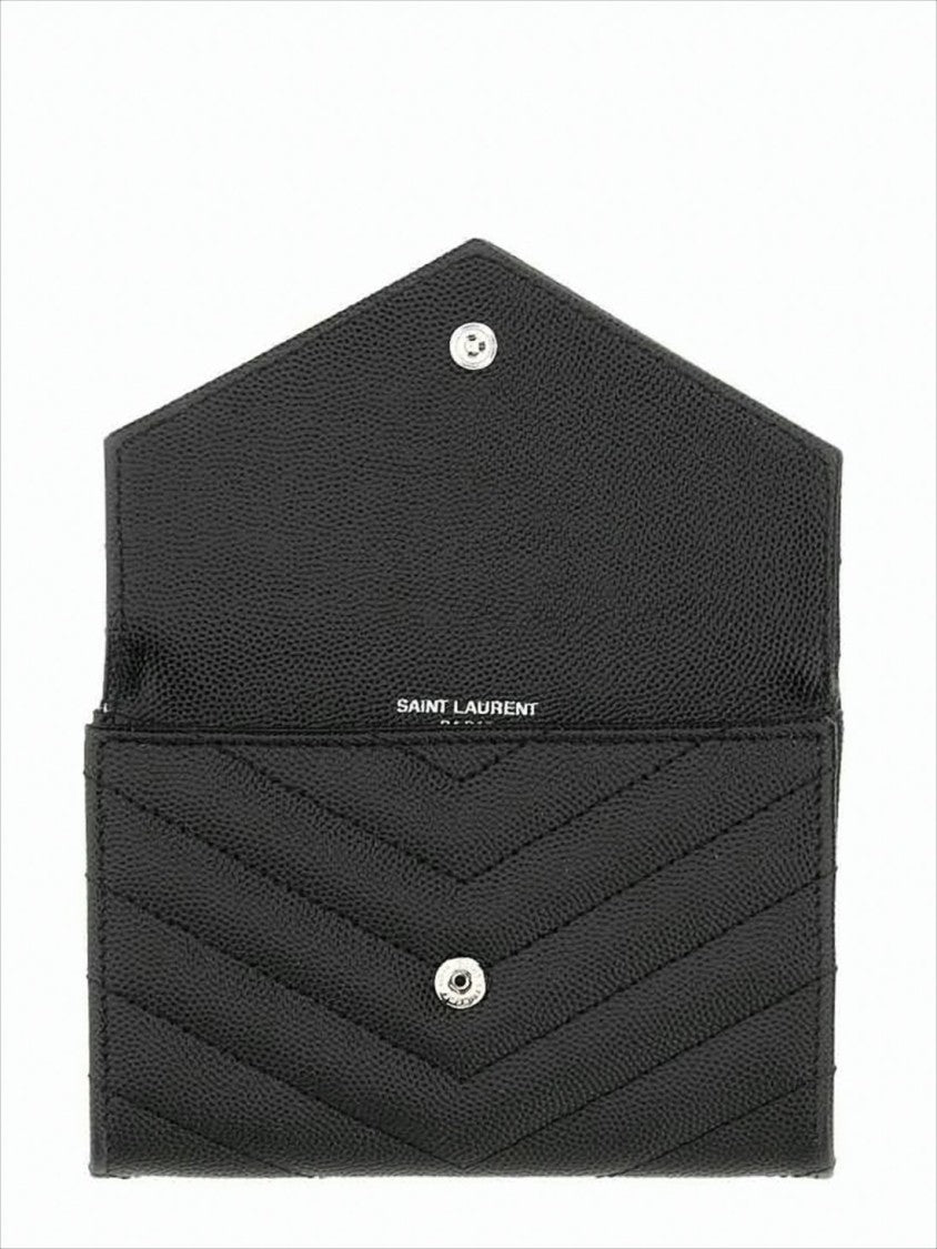 Saint Laurent Chevron-Quilted Black Calf Leather Wallet