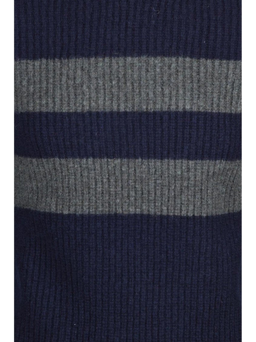 Paul & Shark Blue Striped Virgin Wool-Blend Crewneck Sweater