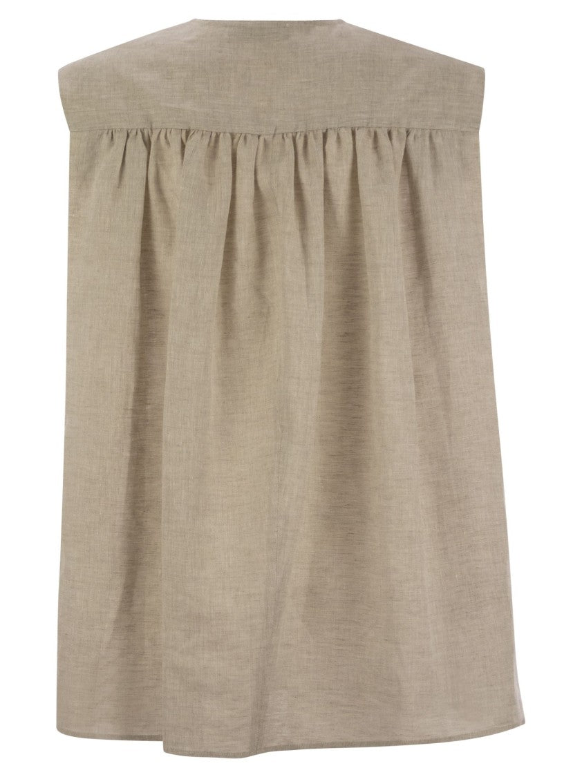 Fabiana Filippi Sleeveless Linen Top With Gathered Back