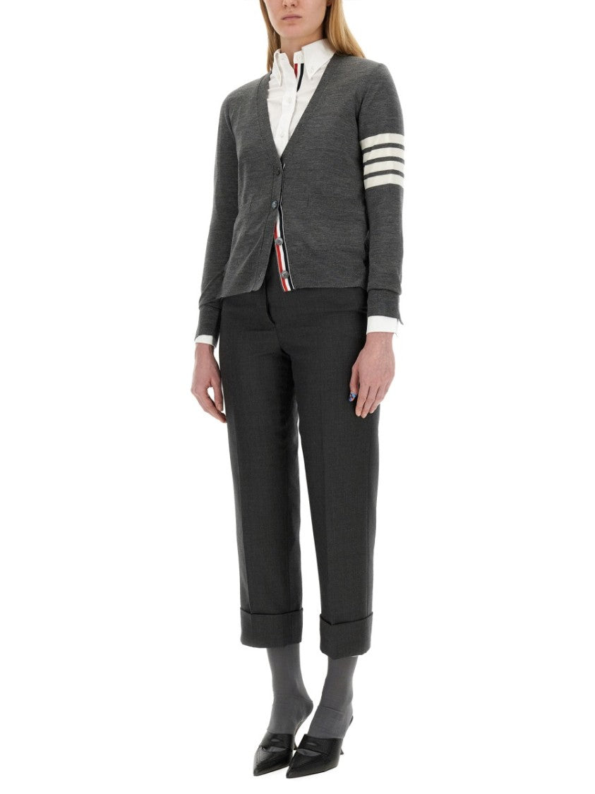 Thom Browne Relaxed Fit Cardigan With Striped Detail