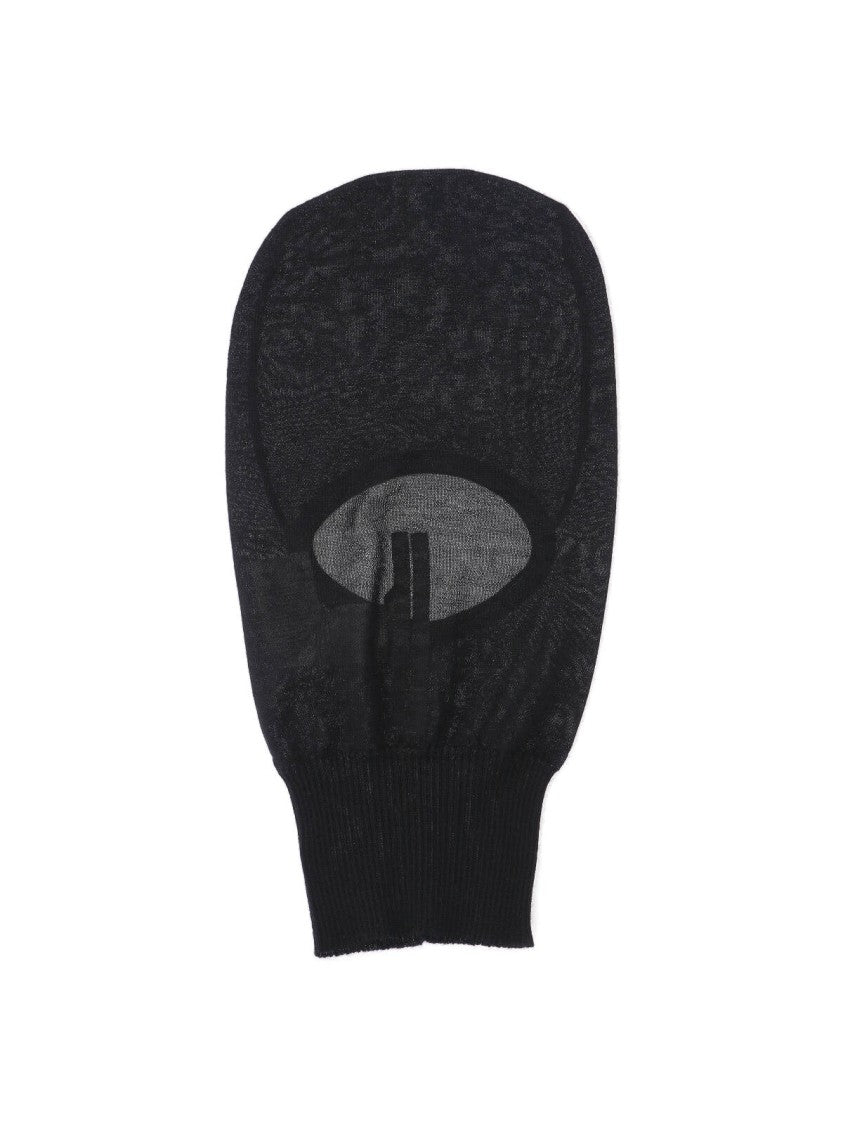 Rick Owens Cut-Out Front Cashmere Balaclava With Raw Edges