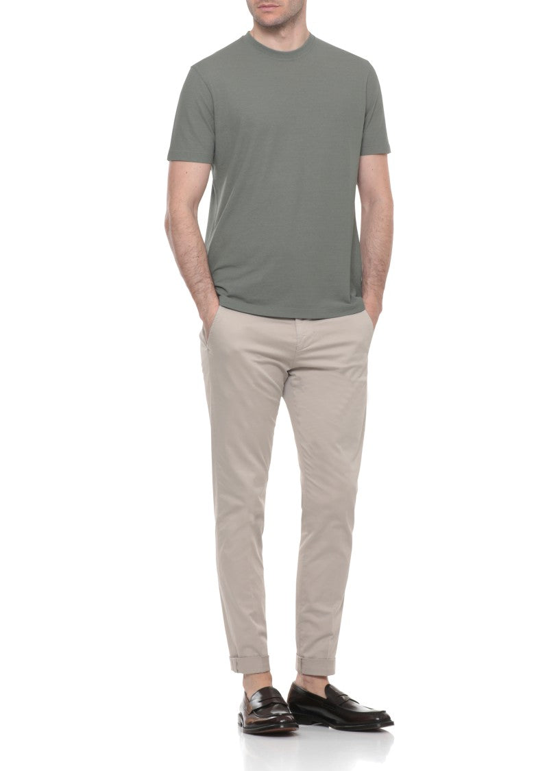 Zanone Sage Green Cotton Crewneck T-Shirt