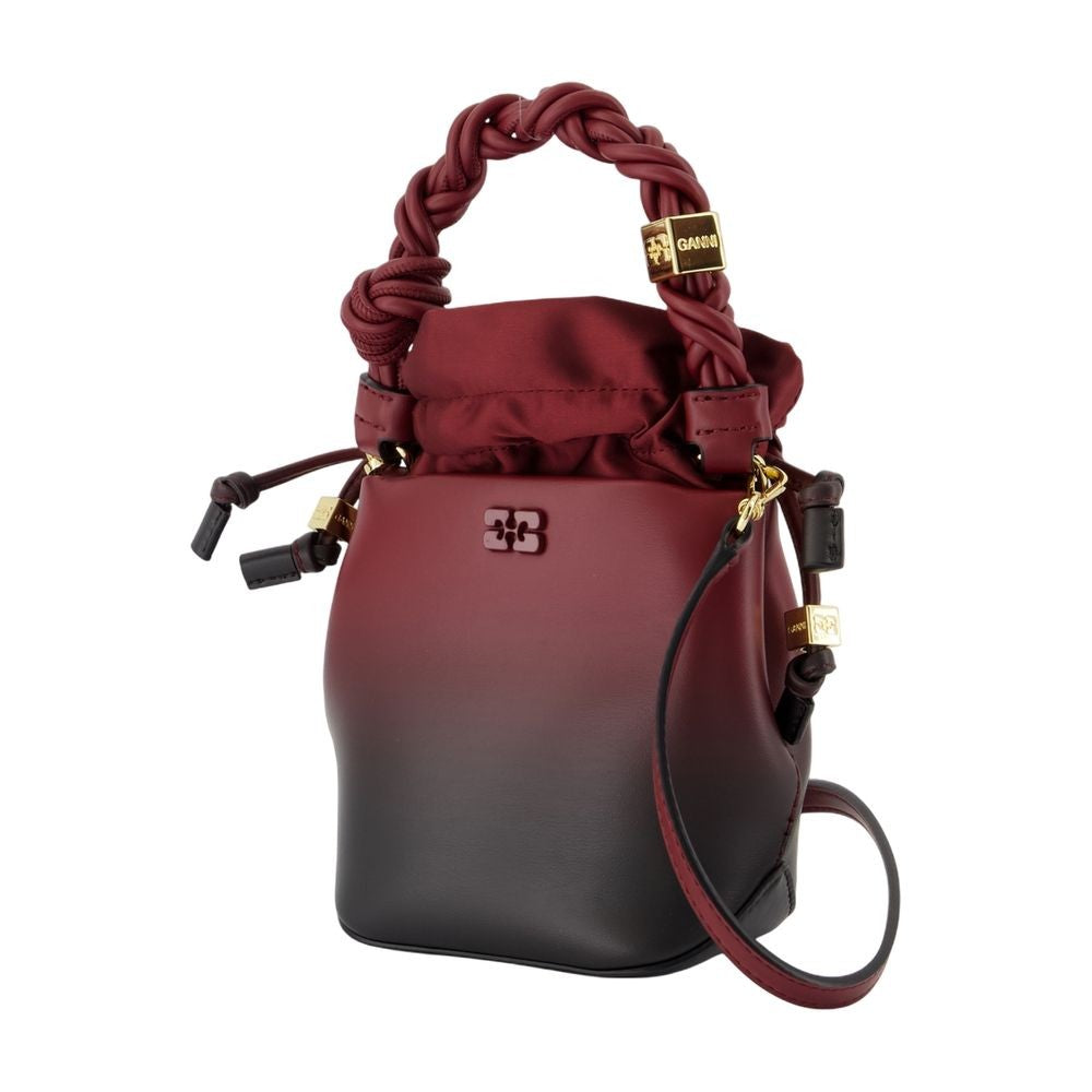 Ganni Bou Bucket Mini Purse - Leather - Burgundy