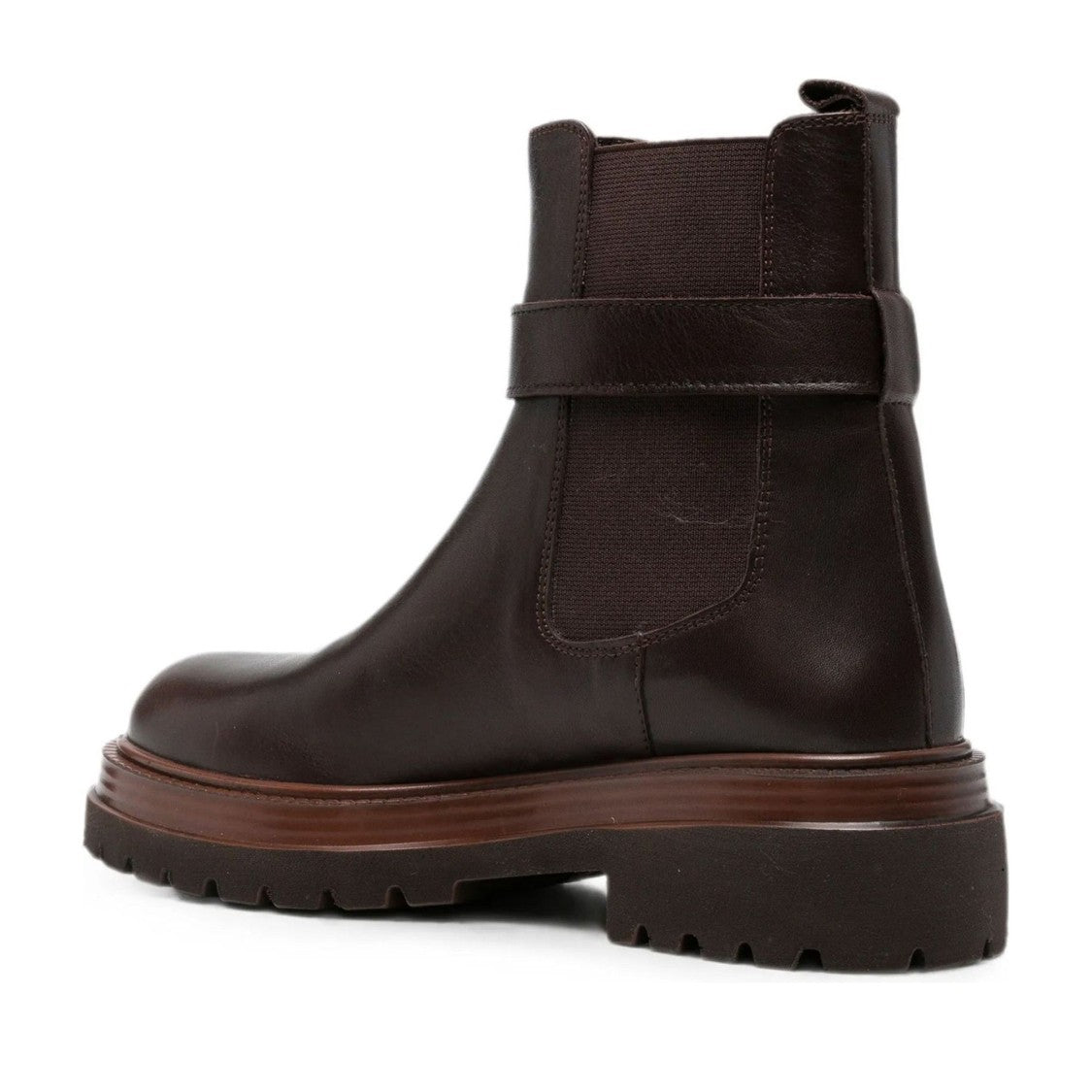 Sergio Moretti Brown Leather Buckle Detail Boots