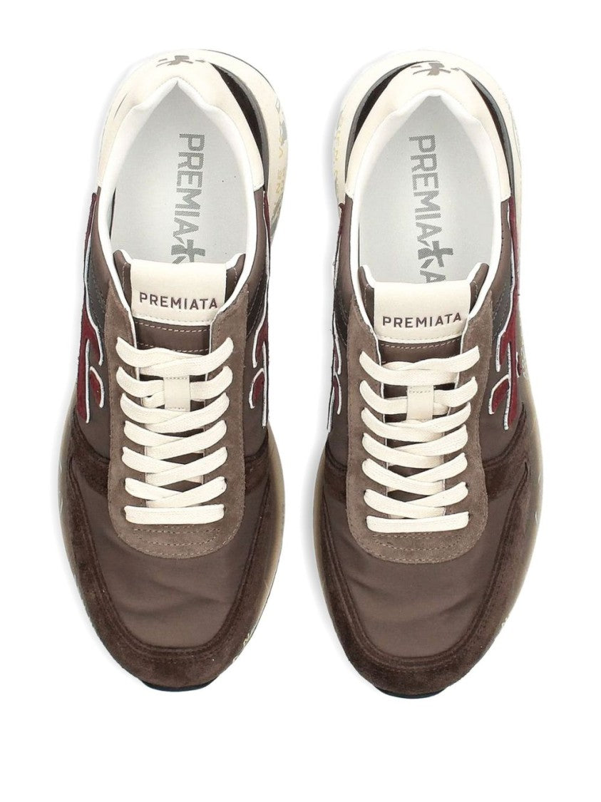 Premiata Brown And Red Leather Sneakers