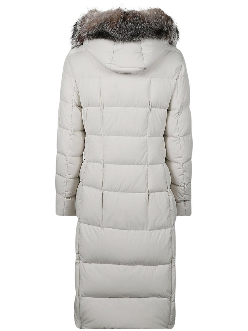 Moorer Hooded Padded Coat With Multi-Toned Fur Trim