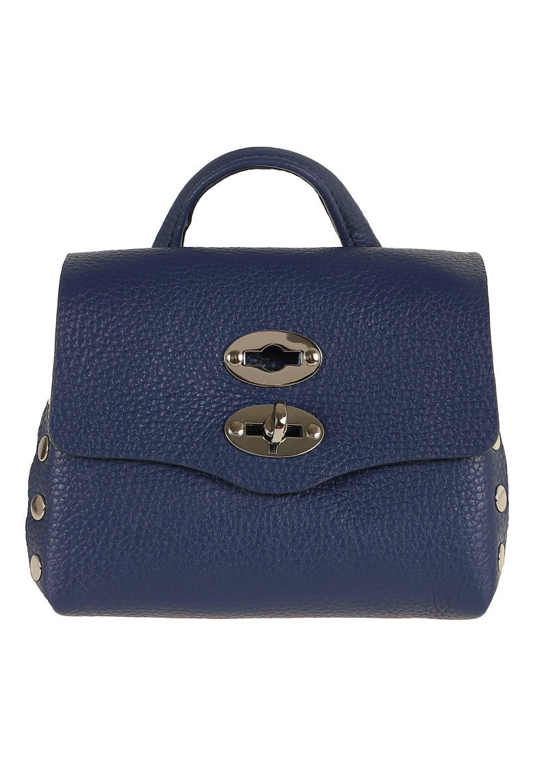 Zanellato Postina Super Baby Studded Laminated Leather Shoulder Bag