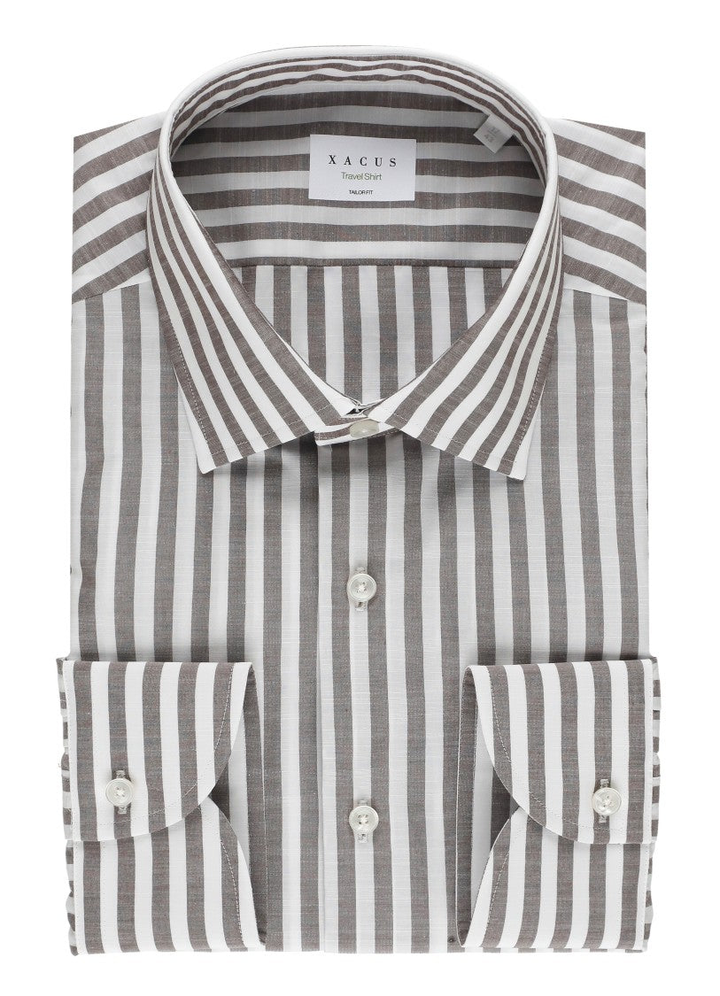 Xacus White Striped Travel Casual Shirt