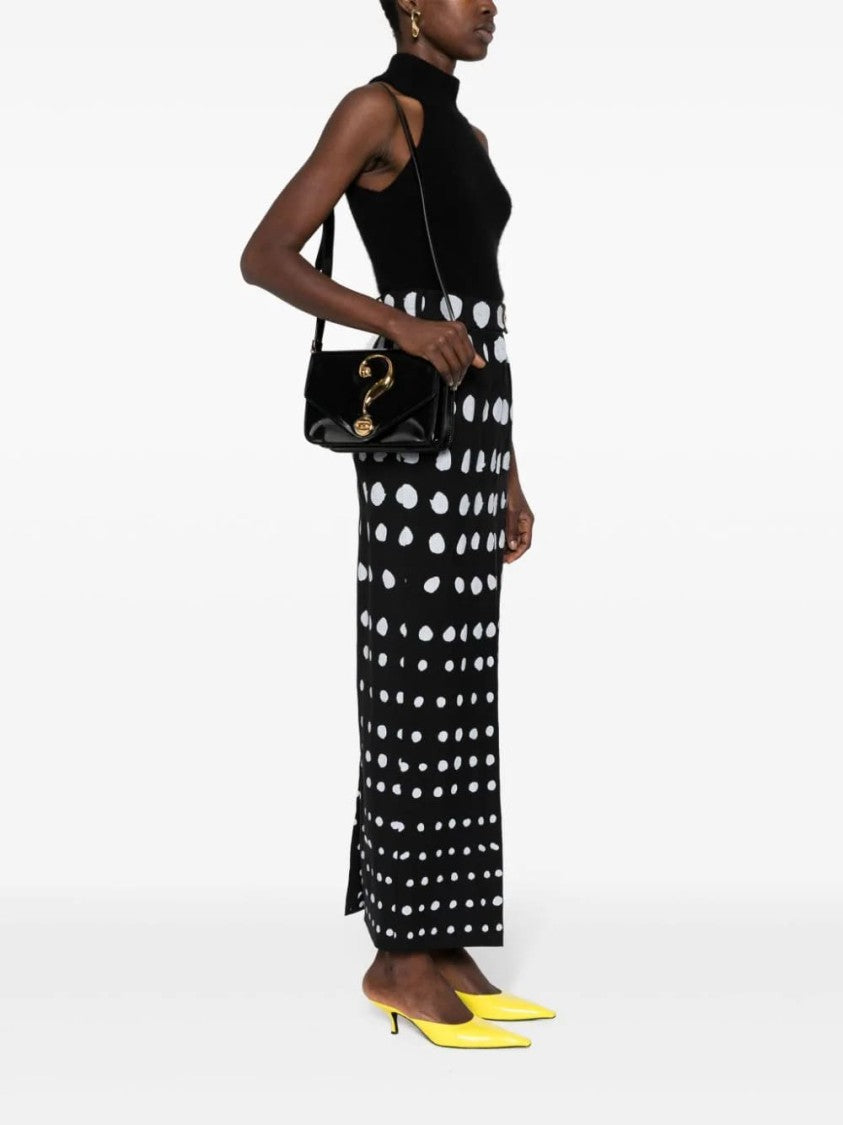 Moschino Glossy Black Leather Shoulder Bag